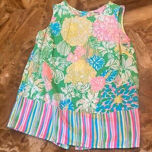 Lilly Pulitzer Green and Pink Floral  Blouse